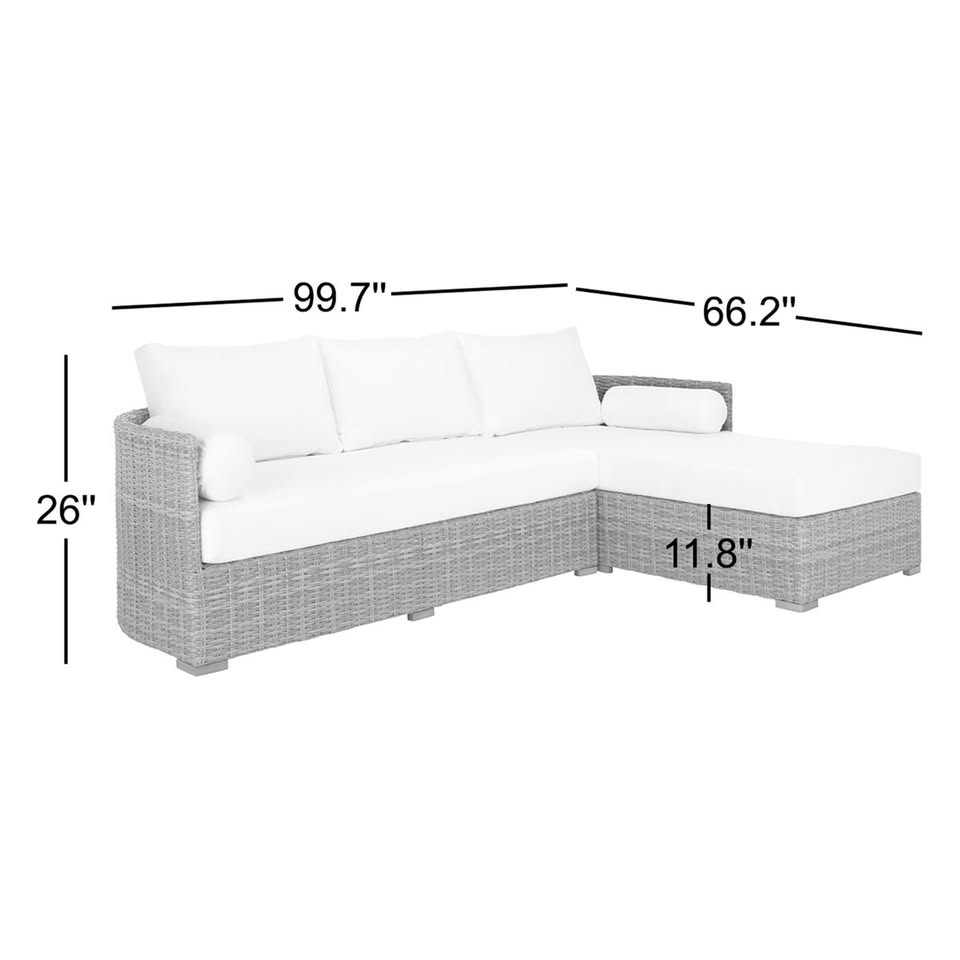 Maddie 100" Wicker Chaise Sectional